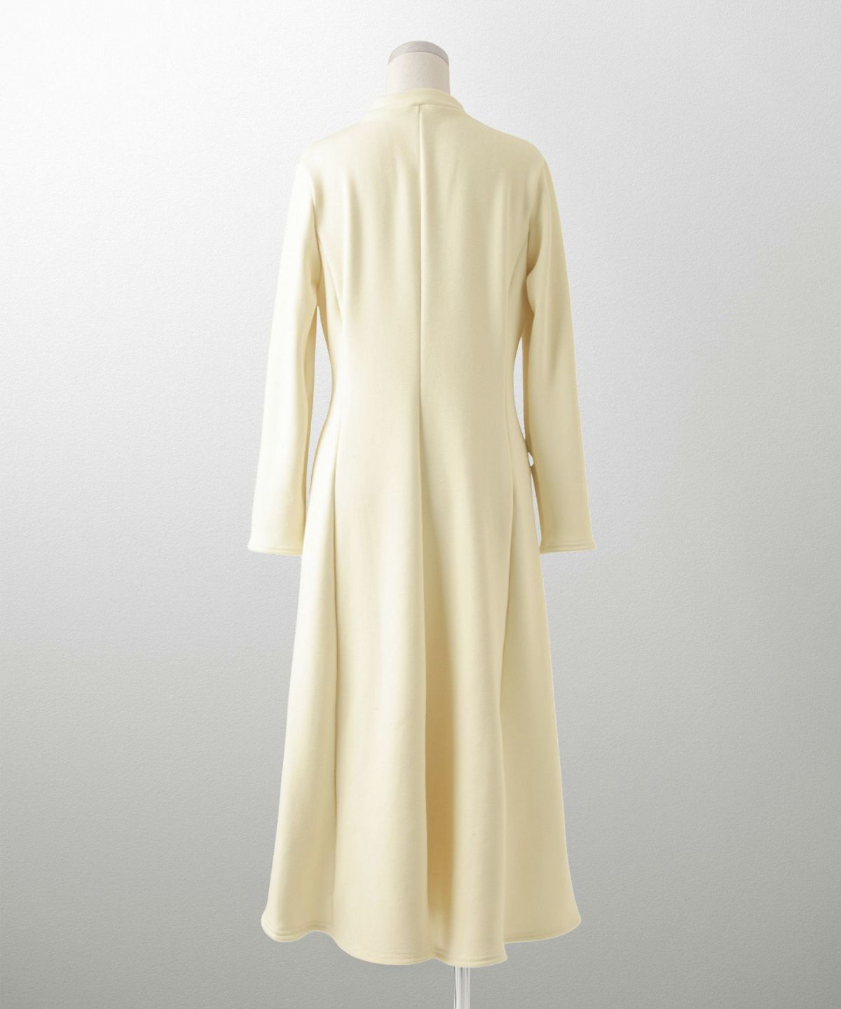 ボンバーヒート Aライン ワンピース HUIT レディース ハイネック スタンドネック 裏起毛 秋 冬 アイボリー/チャコール/ブラック/M