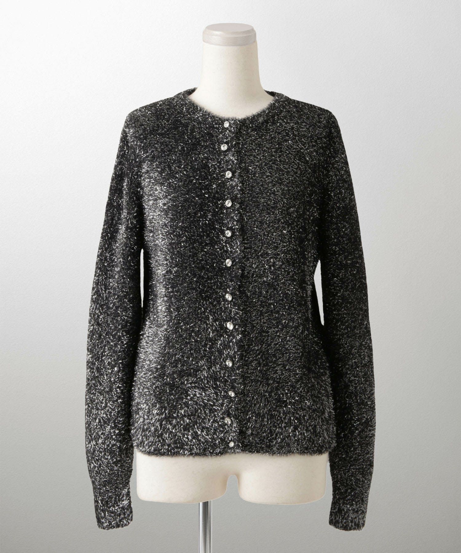 ラメシャギー ニット カーディガン トップス レディース 秋 冬 長袖 洗濯 おしゃれ オフィス 可愛い きれいめ 大人 セットアップ シルバー グレージュ ブラック M