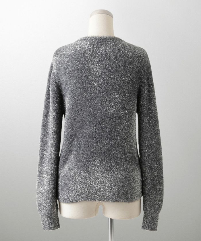 ラメシャギー ニット カーディガン トップス レディース 秋 冬 長袖 洗濯 おしゃれ オフィス 可愛い きれいめ 大人 セットアップ シルバー グレージュ ブラック M