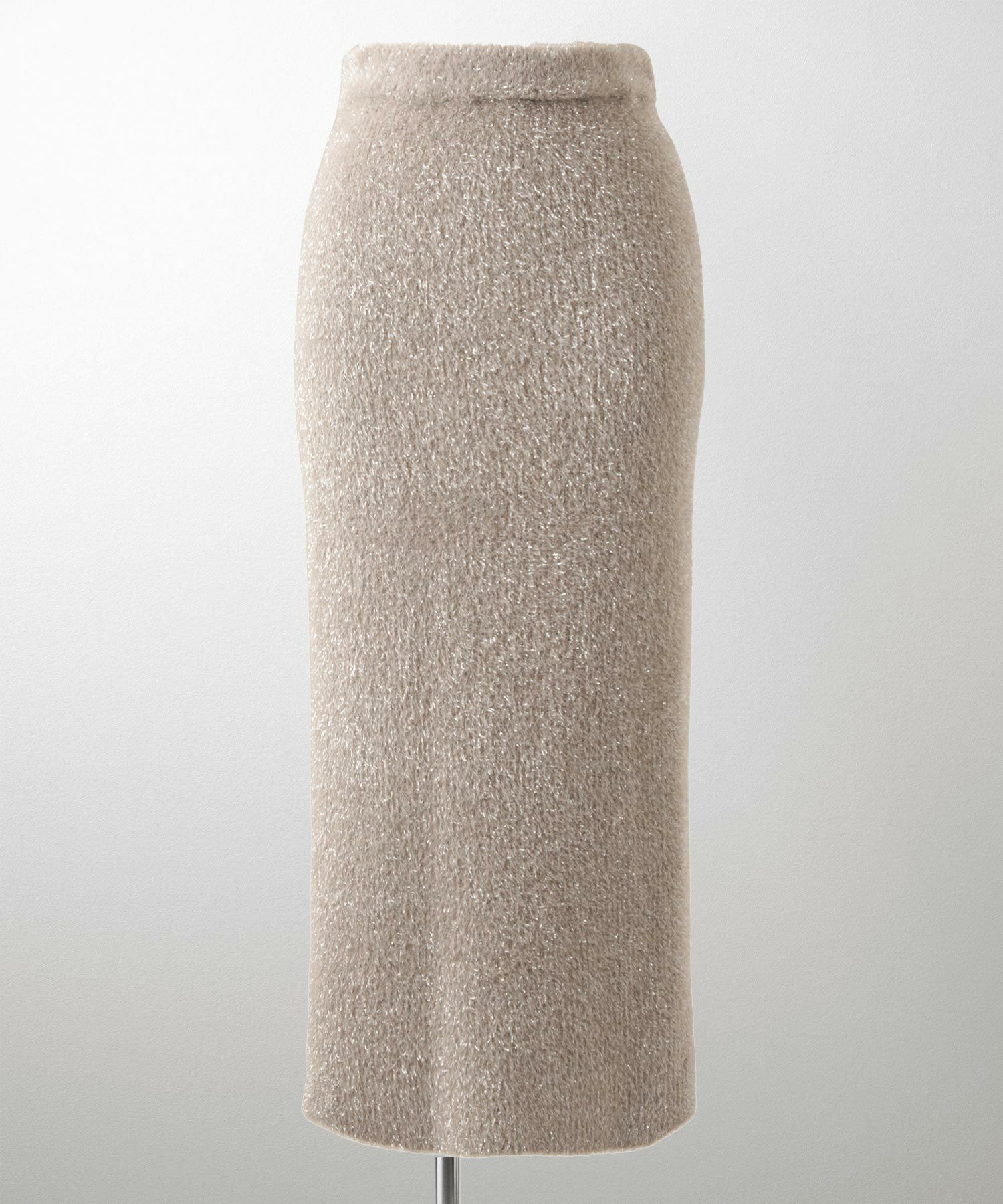 ラメシャギー ニット スカート 秋 冬 ロング ウエストゴム レディース ファッション 着回し 長め 無地 セットアップ シルバー グレージュ ブラック S M