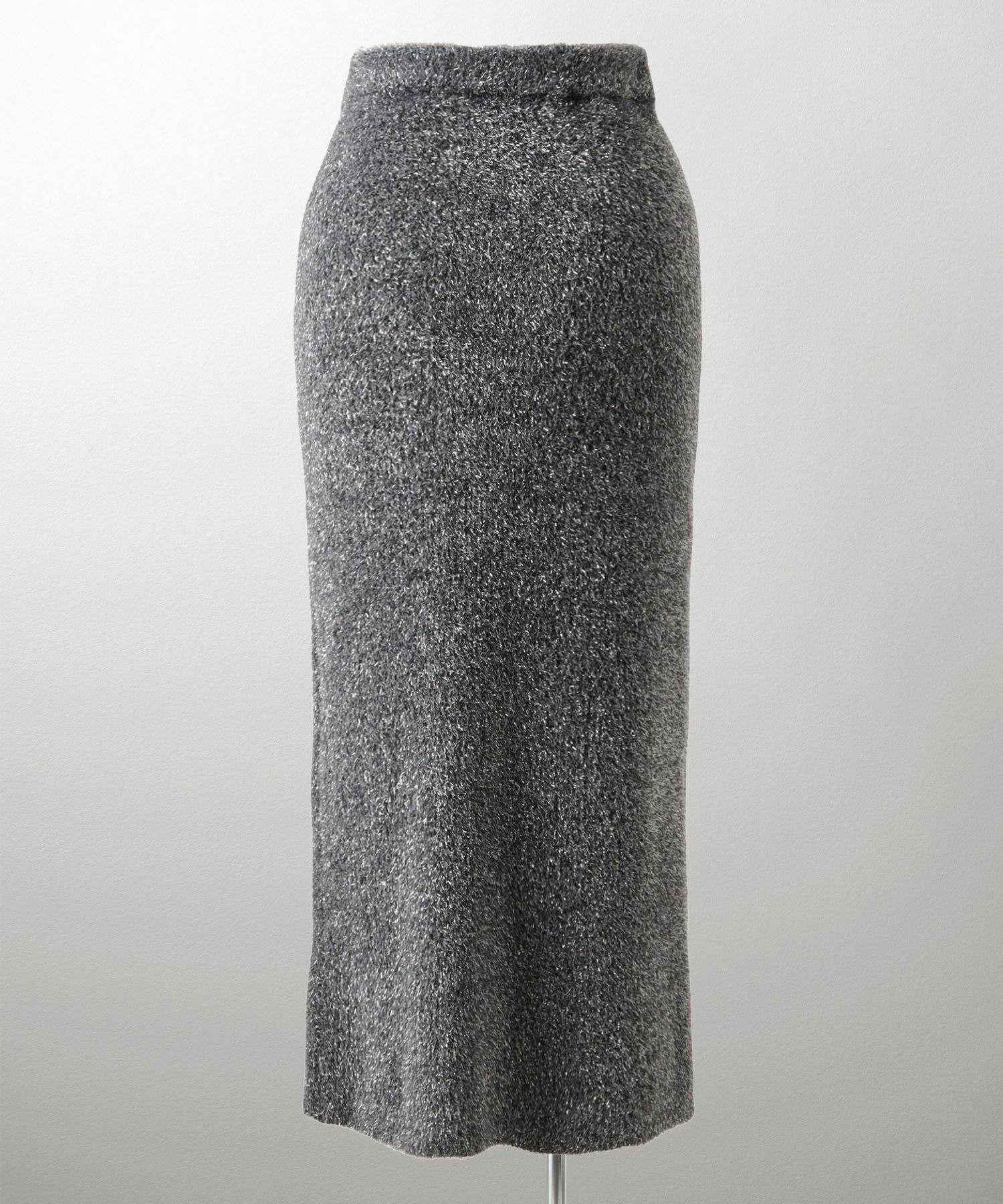 ラメシャギー ニット スカート 秋 冬 ロング ウエストゴム レディース ファッション 着回し 長め 無地 セットアップ シルバー グレージュ ブラック S M