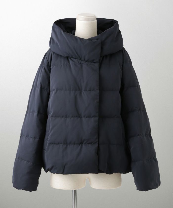 ショート丈 フード付き ダウン コート レディース アウター おしゃれ おすすめ きれいめ ビジネス 可愛い ホワイト グレージュ ネイビー ブラック M