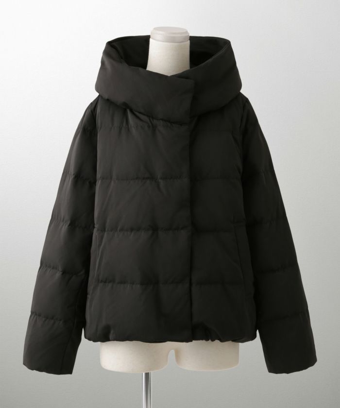 ショート丈 フード付き ダウン コート レディース アウター おしゃれ おすすめ きれいめ ビジネス 可愛い ホワイト グレージュ ネイビー ブラック M