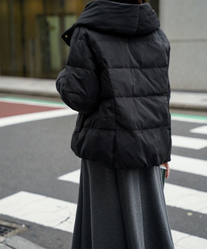 ショート丈 フード付き ダウン コート レディース アウター おしゃれ おすすめ きれいめ ビジネス 可愛い ホワイト グレージュ ネイビー ブラック M