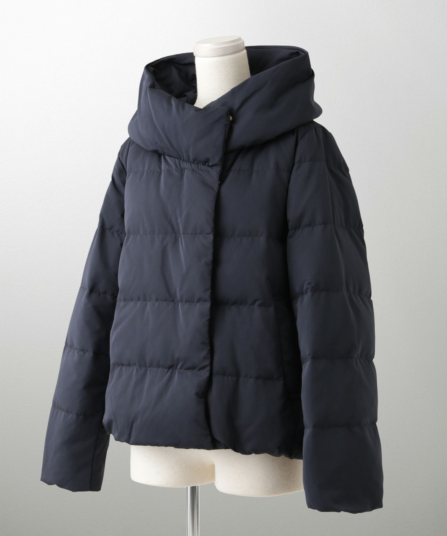 ショート丈 フード付き ダウン コート レディース アウター おしゃれ おすすめ きれいめ ビジネス 可愛い ホワイト グレージュ ネイビー ブラック M