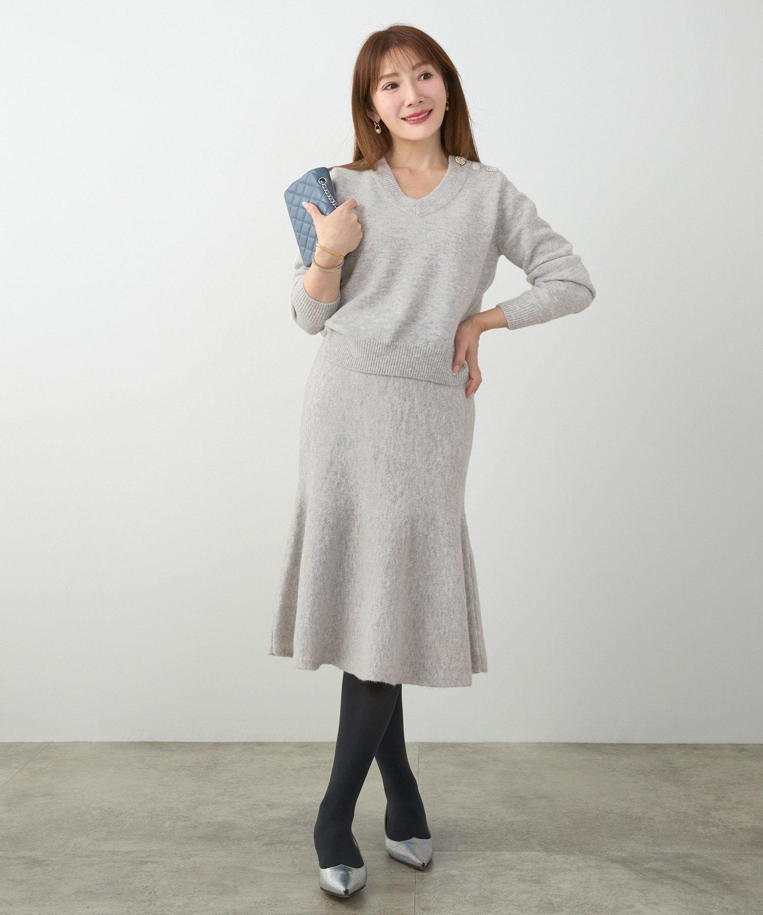 手洗い可 セットアップ対応 レディース 長袖 大人可愛い 上品 きれいめ オフィス 大人カジュアル フェミニン ジョイントスペース