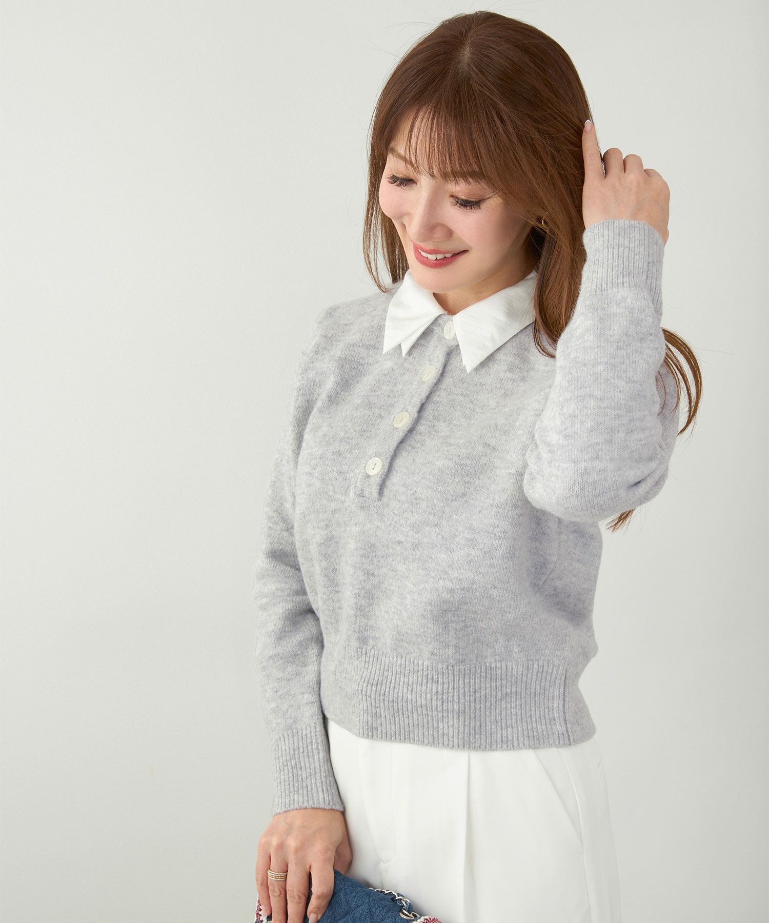 手洗い可 セットアップ対応 取り外し可 長袖 大人可愛い 上品 きれいめ オフィス 大人カジュアル フェミニン ジョイントスペース