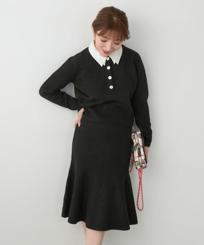 Xmas-SALE マーメイド ミディ丈 ニット スカート Liala×PG 全2色