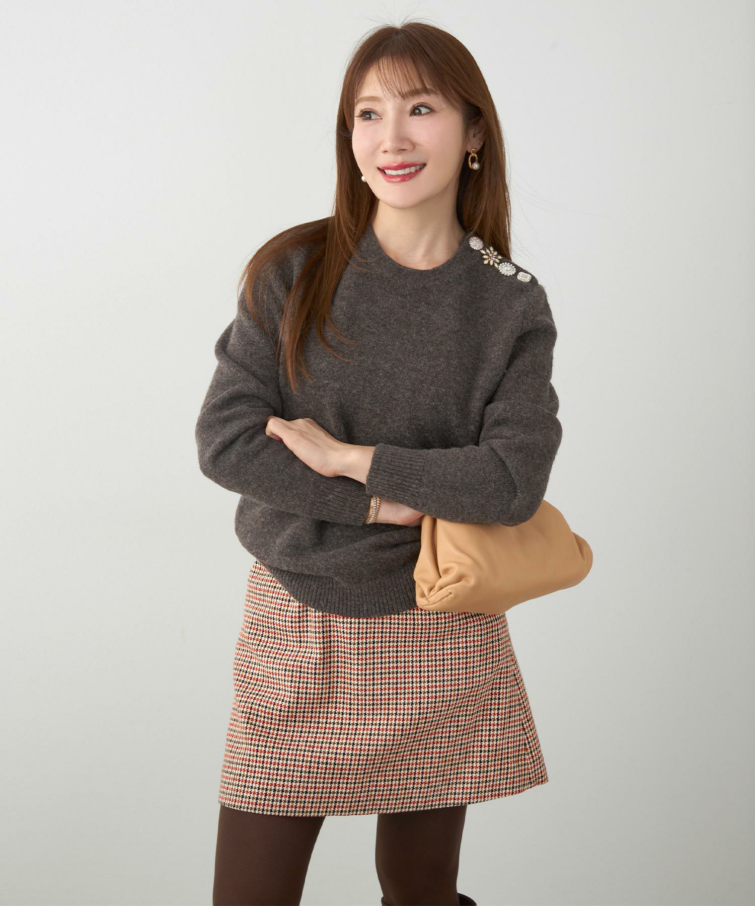 手洗い可 レディース 大人可愛い 上品 きれいめ 柄 大人カジュアル フェミニン 秋冬 ジョイントスペース 