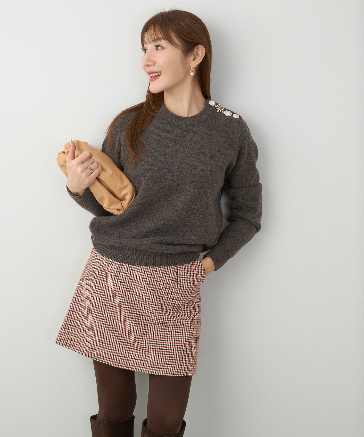 手洗い可 レディース 大人可愛い 上品 きれいめ 柄 大人カジュアル フェミニン 秋冬 ジョイントスペース 