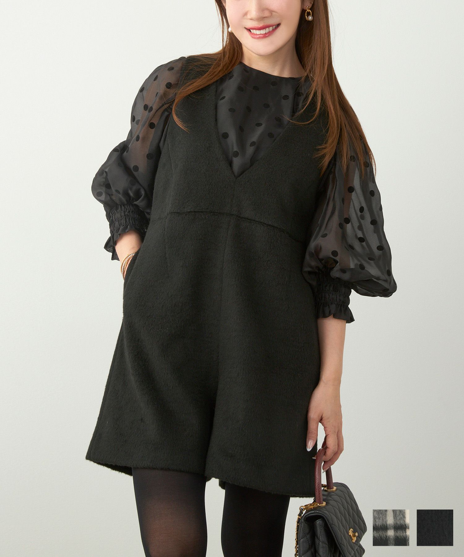 Vネック ショート オールインワン Liala×PG