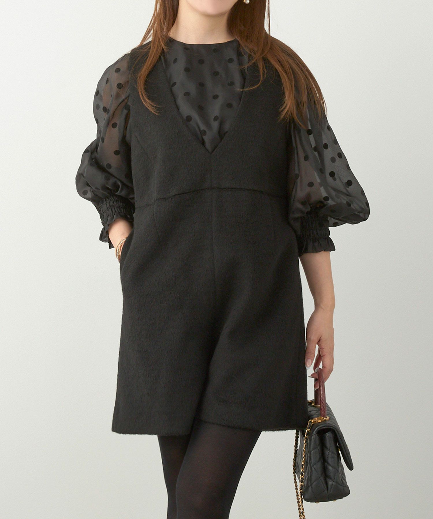 レディース 大人可愛い 上品 きれいめ 大人カジュアル フェミニン 柄 白黒 ジョイントスペース