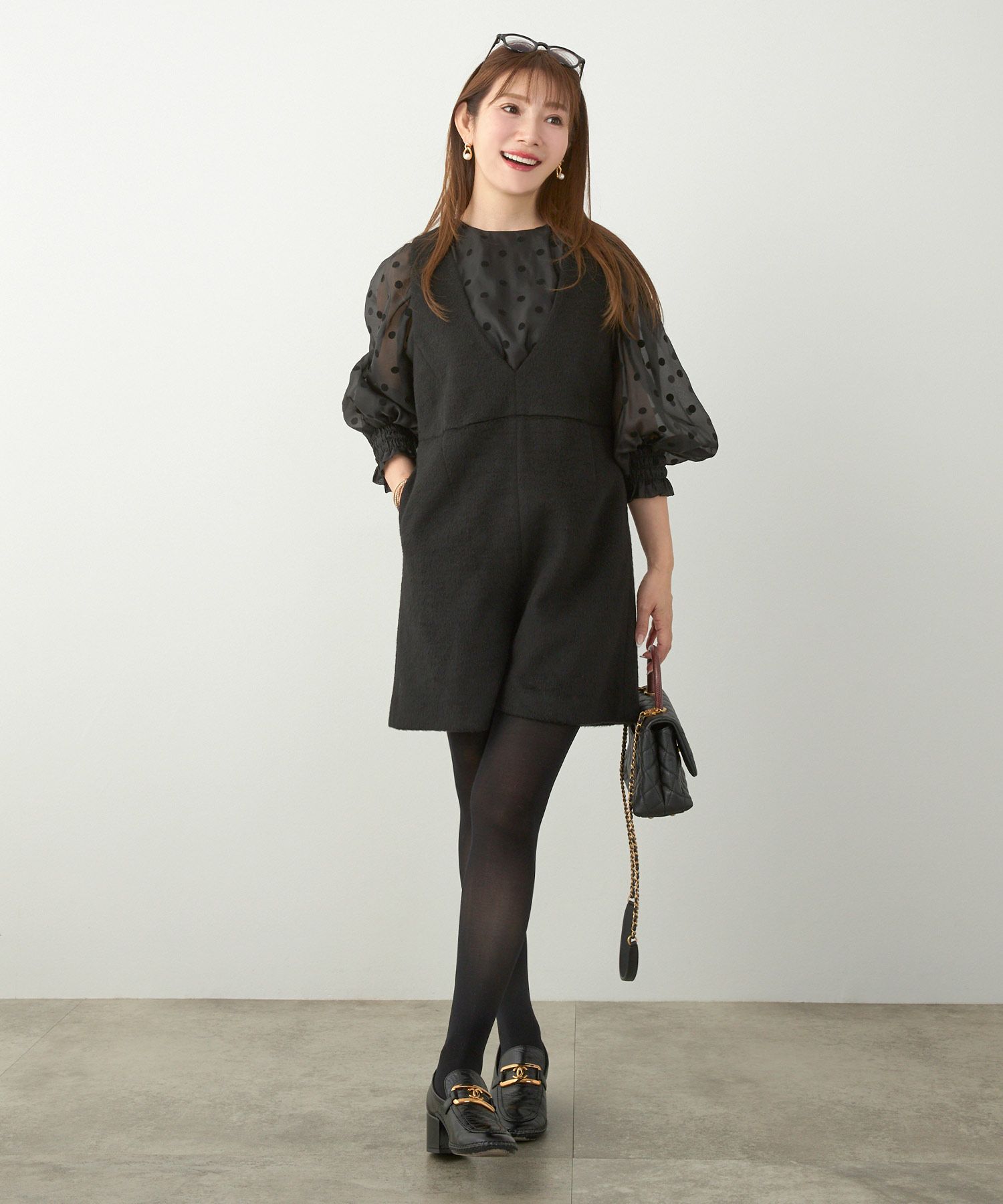 レディース 大人可愛い 上品 きれいめ 大人カジュアル フェミニン 柄 白黒 ジョイントスペース