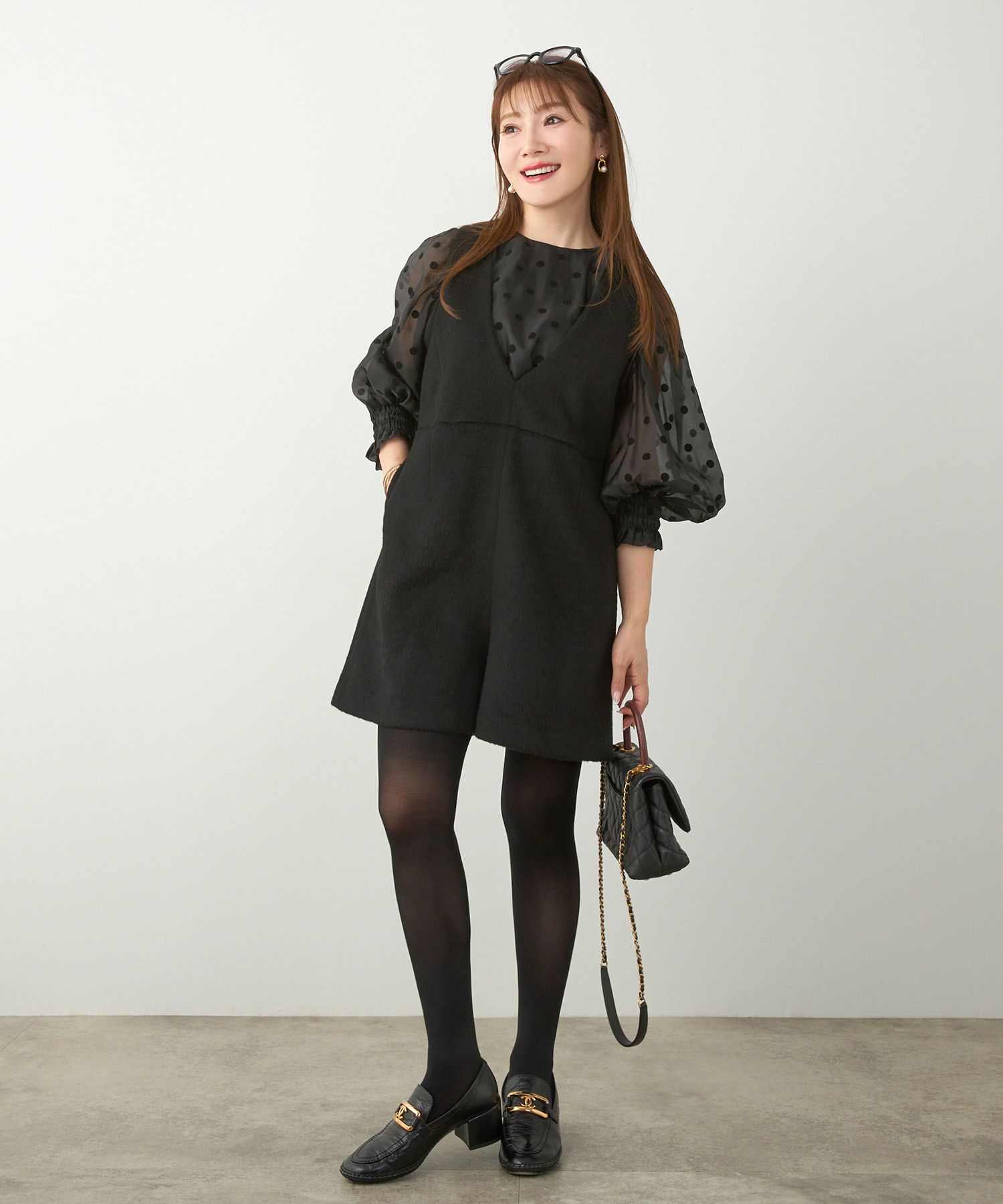 レディース 大人可愛い 上品 きれいめ 大人カジュアル フェミニン 柄 白黒 ジョイントスペース