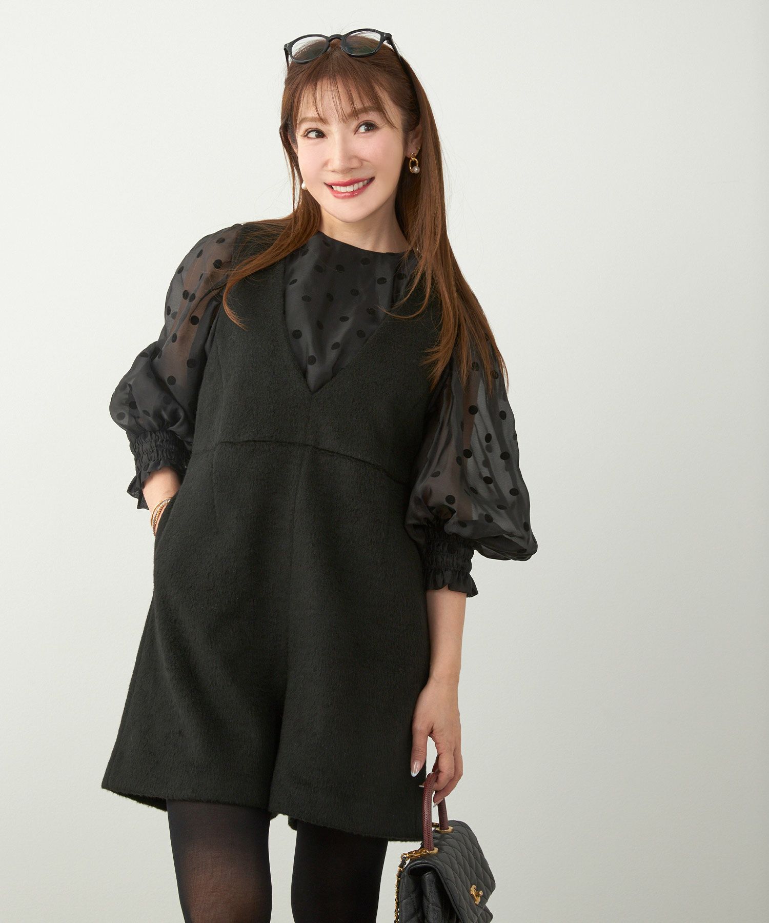 レディース 大人可愛い 上品 きれいめ 大人カジュアル フェミニン 柄 白黒 ジョイントスペース