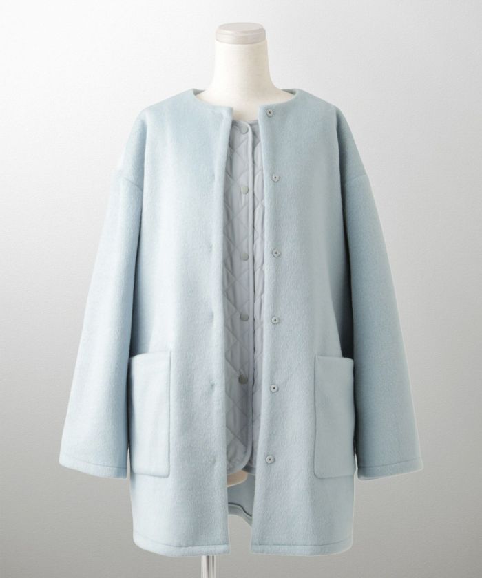 ライナー ベスト付き コート アウター レディース キルティング ベスト 2way 暖かい 可愛い きれいめ サックス ベージュ ブラック M