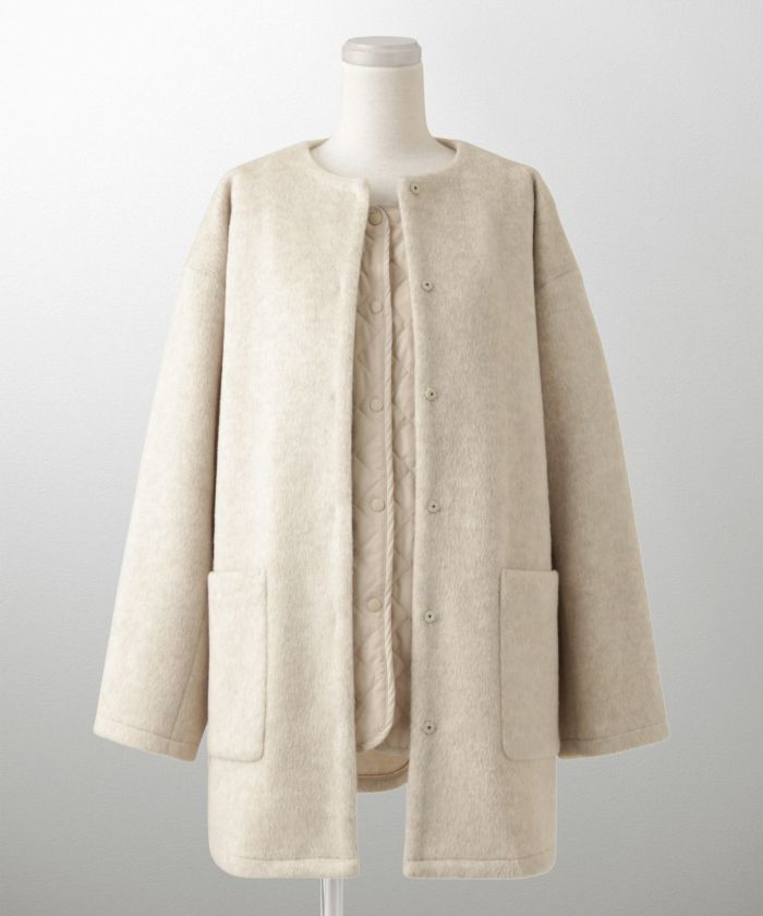 ライナー ベスト付き コート アウター レディース キルティング ベスト 2way 暖かい 可愛い きれいめ サックス ベージュ ブラック M