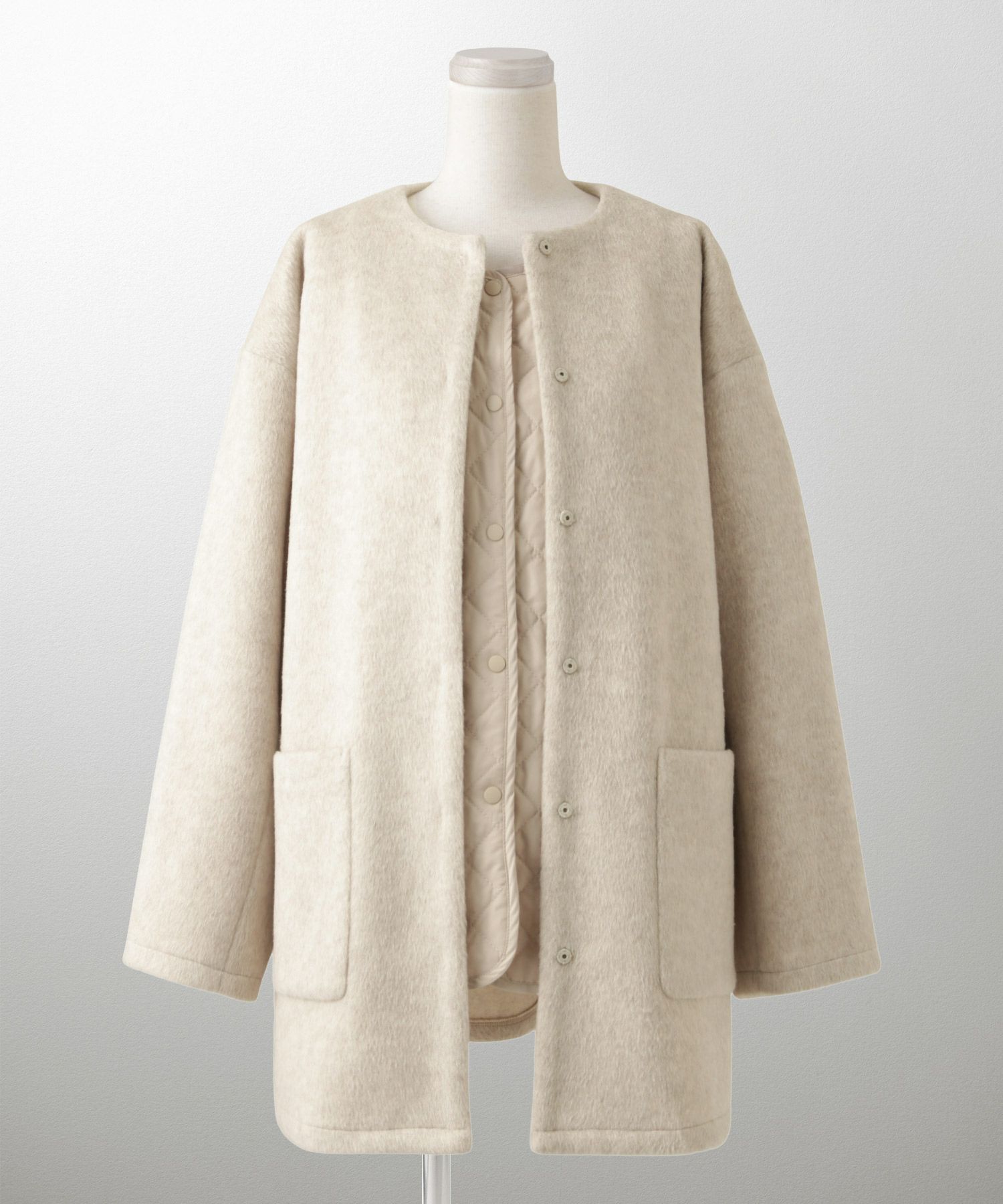 ライナー ベスト付き コート アウター レディース キルティング ベスト 2way 暖かい 可愛い きれいめ サックス ベージュ ブラック M