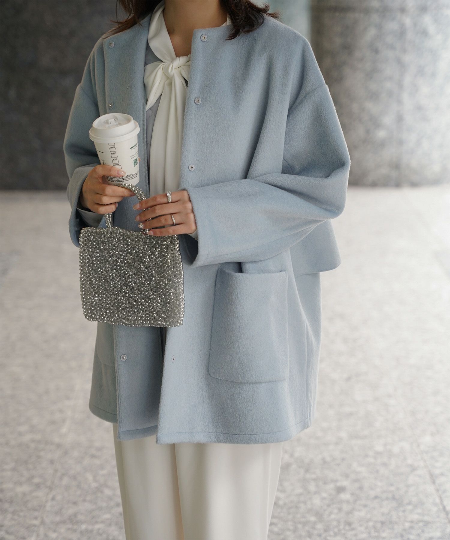 ライナー ベスト付き コート アウター レディース キルティング ベスト 2way 暖かい 可愛い きれいめ サックス ベージュ ブラック M