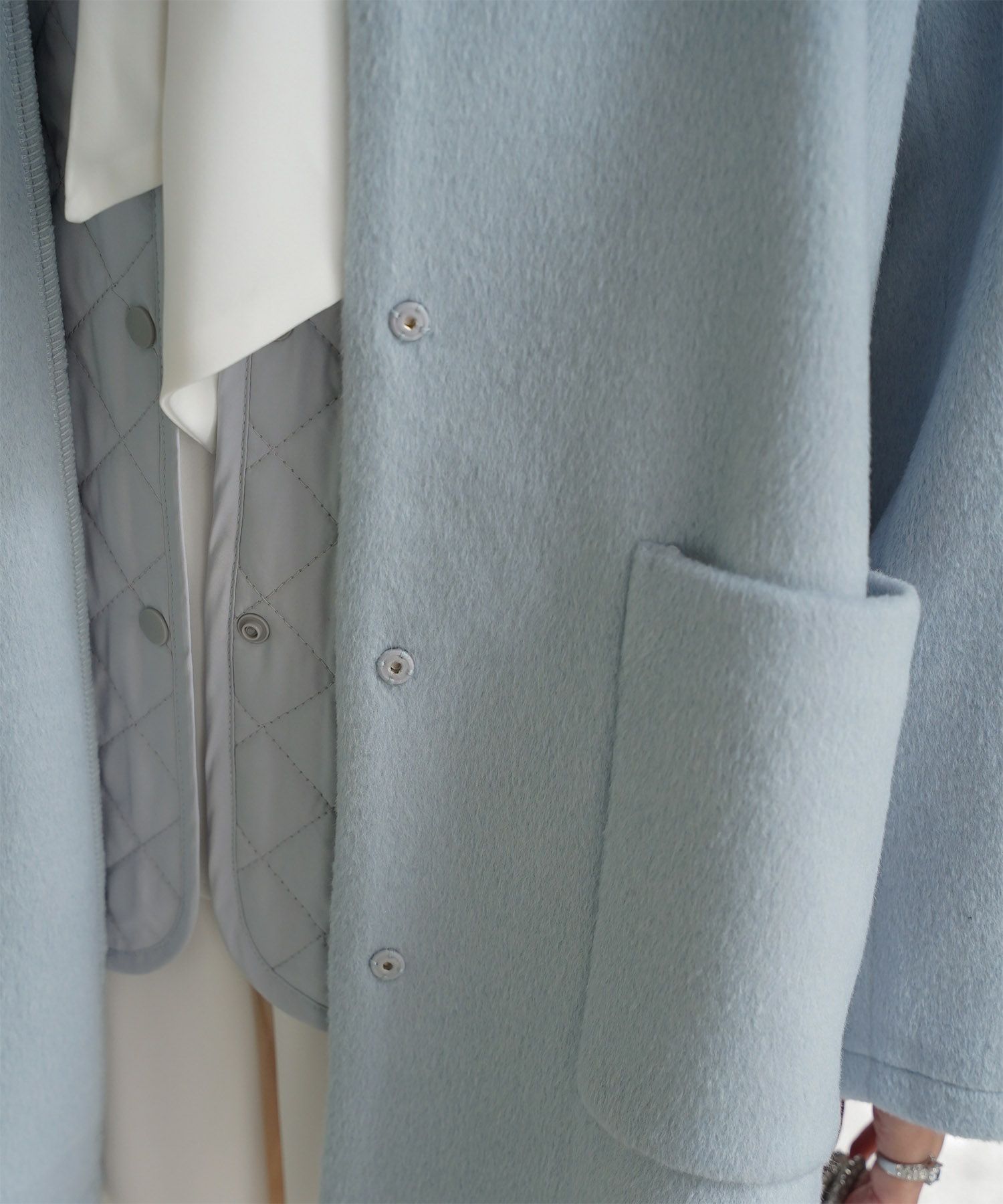 ライナー ベスト付き コート アウター レディース キルティング ベスト 2way 暖かい 可愛い きれいめ サックス ベージュ ブラック M