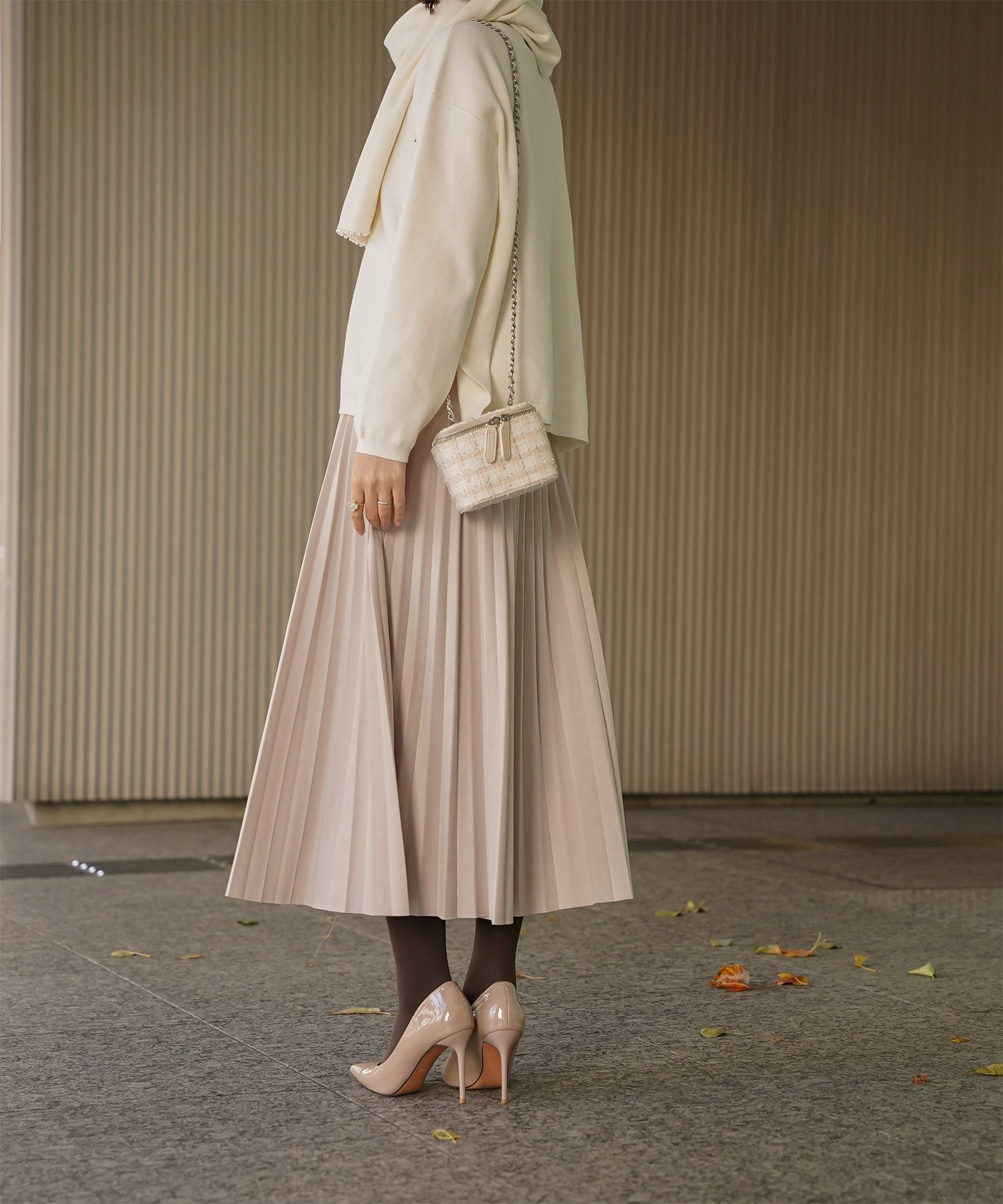 ストール付きニットプルオーバー 2点セット レディース アンゴラタッチ 秋 冬 アイボリー ピンク サックス ブラック M