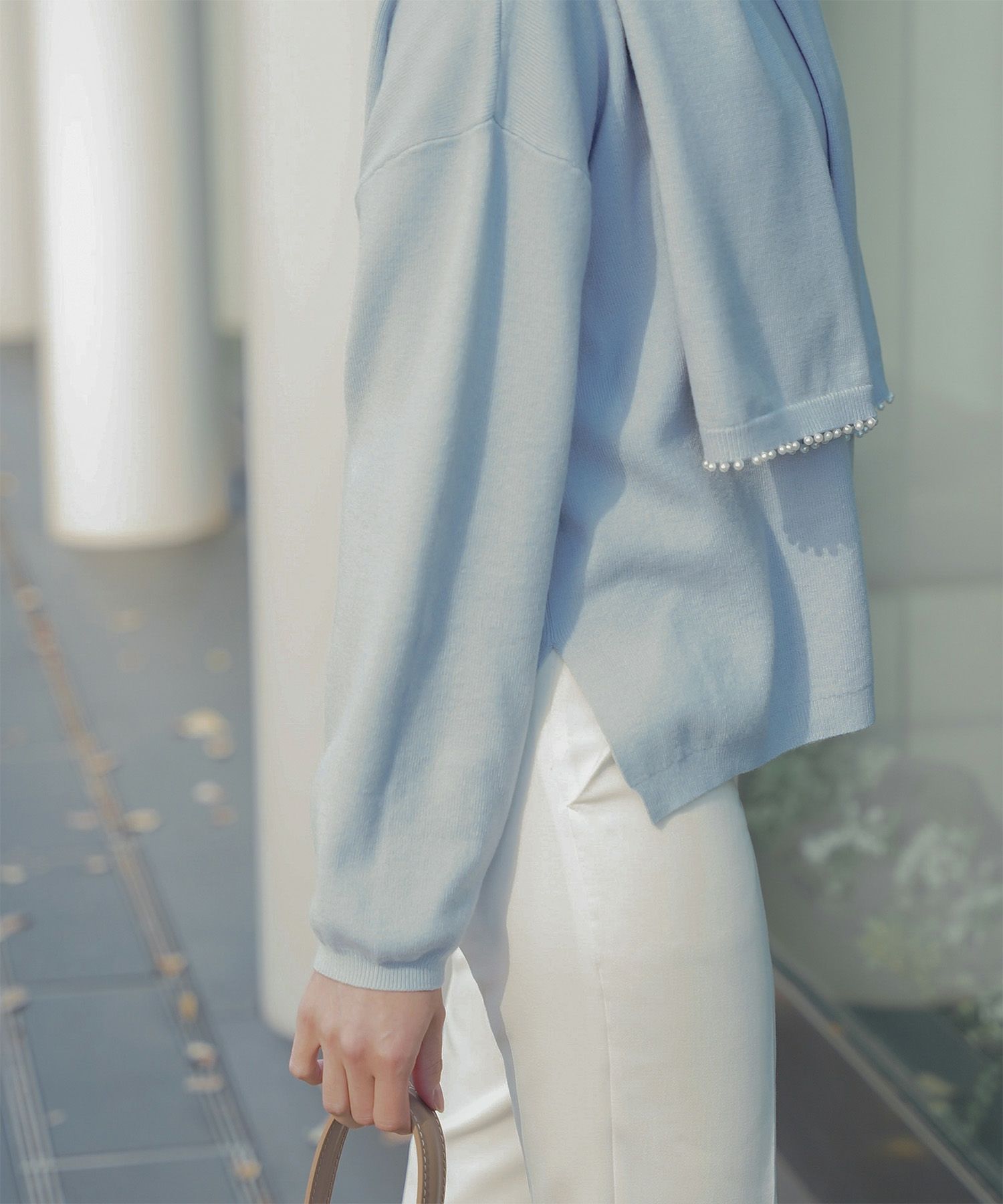 ストール付きニットプルオーバー 2点セット レディース アンゴラタッチ 秋 冬 アイボリー ピンク サックス ブラック M