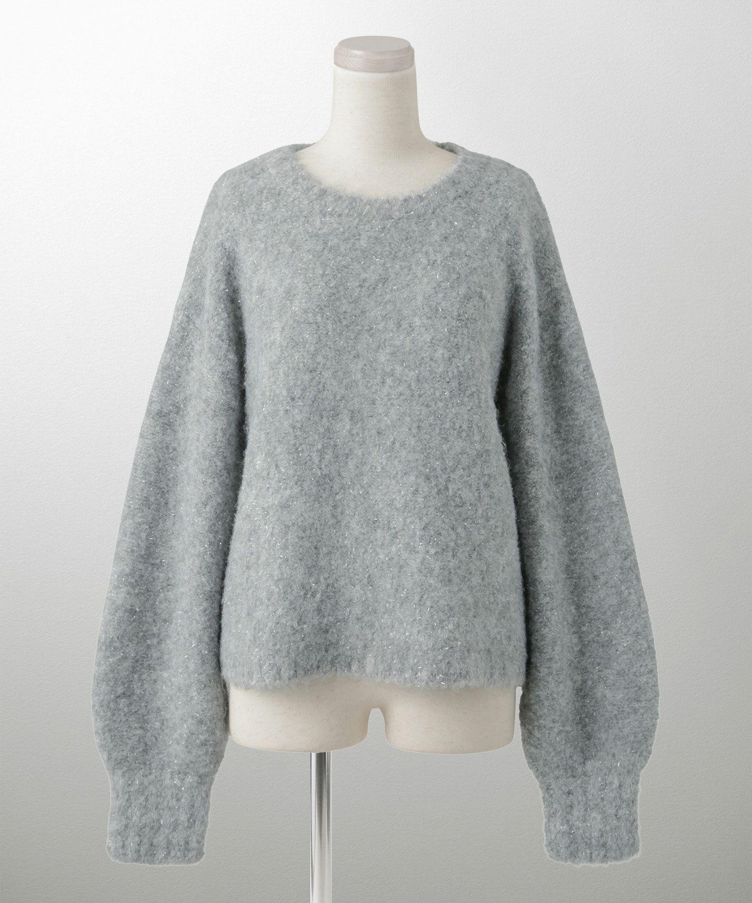 ラメフワニットトップス トップス レディース 長袖 秋 冬 ウォッシャブル ブークレ ライトグレー アプリコット モカ M