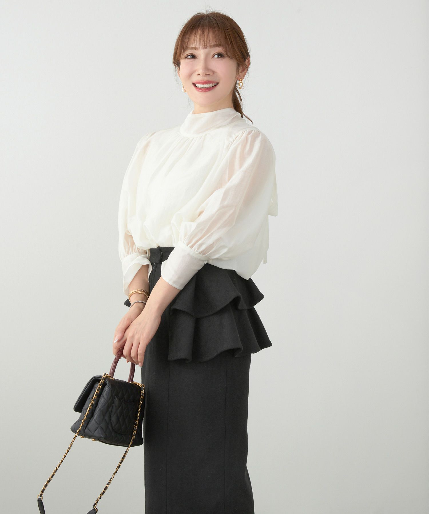 レディース大人可愛い上品きれいめ体型カバーオフィス大人カジュアルフェミニンジョイントスペース