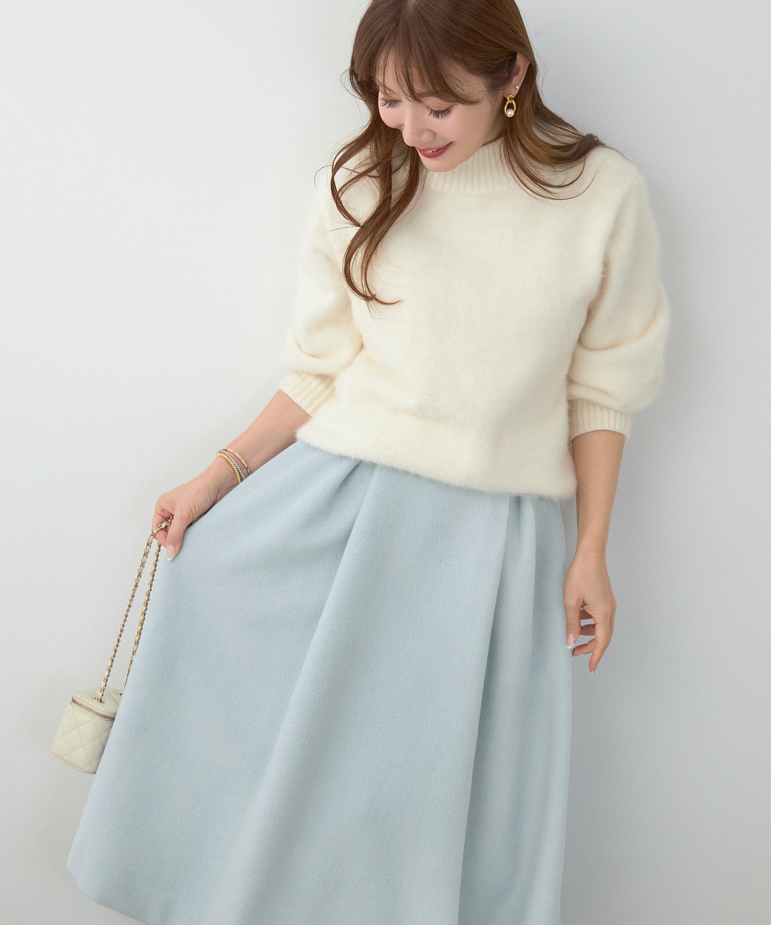 レディース 大人可愛い 上品 きれいめ 体型カバー オフィス 大人カジュアル フェミニン 柄 秋冬 ジョイントスペース