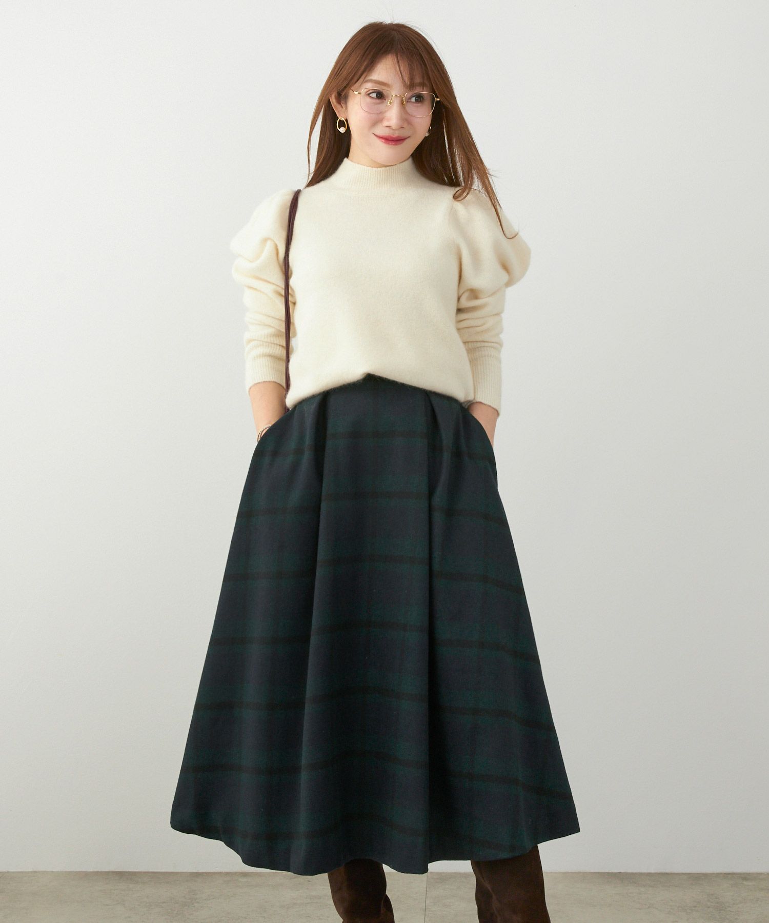 レディース 大人可愛い 上品 きれいめ 体型カバー オフィス 大人カジュアル フェミニン 柄 秋冬 ジョイントスペース