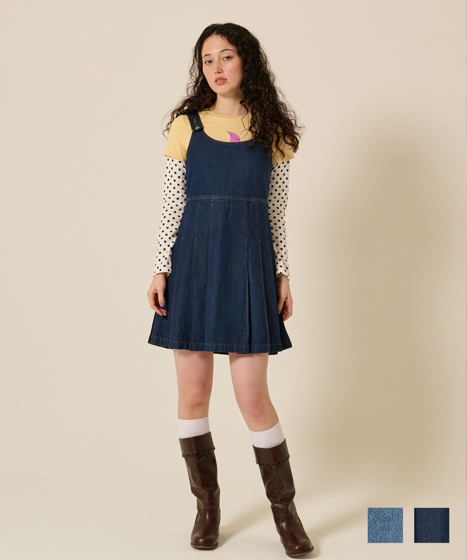 デニム プリーツ ジャンスカ TINA：JOJUN 全2色｜tnj311-1182【3