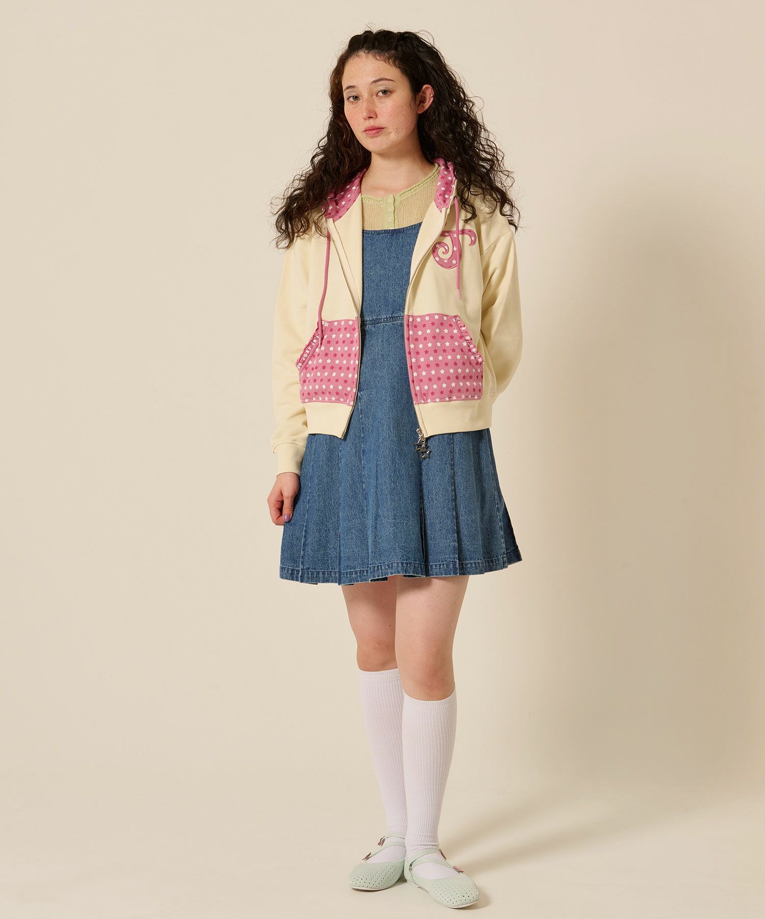 デニム/プリーツ/ジャンスカ/ワンピース