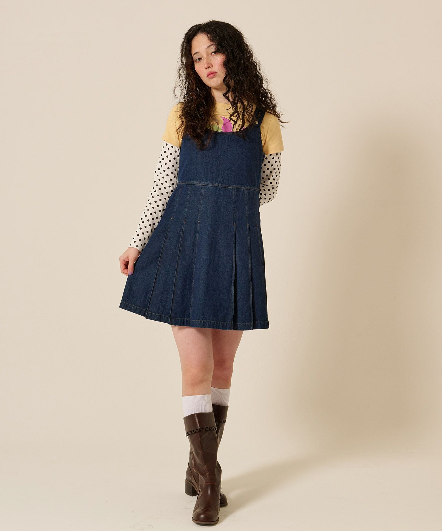 2026ss PRE-ORDER]POINT5％！デニム プリーツ ジャンスカ TINA：JOJUN