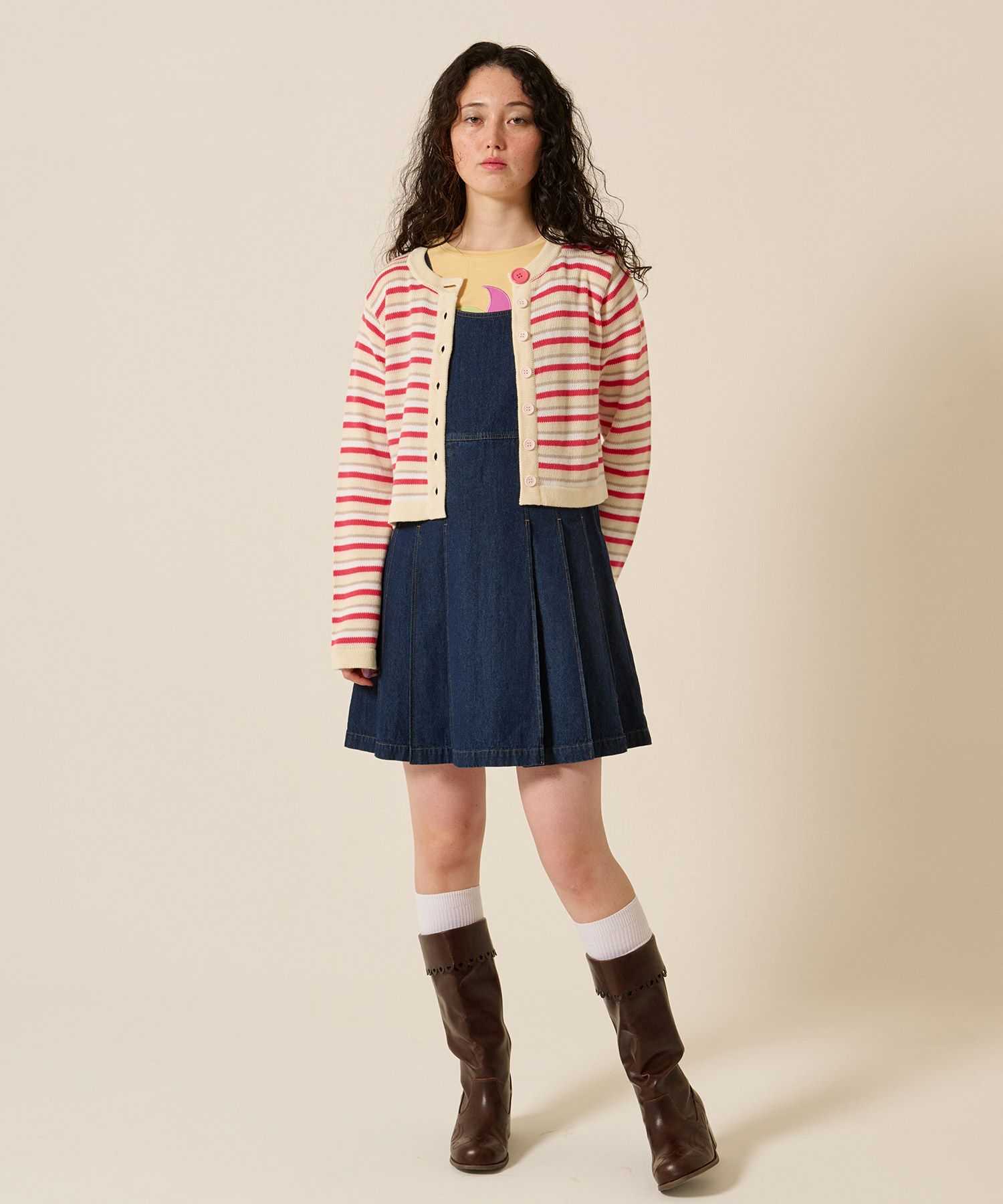 デニム/プリーツ/ジャンスカ/ワンピース