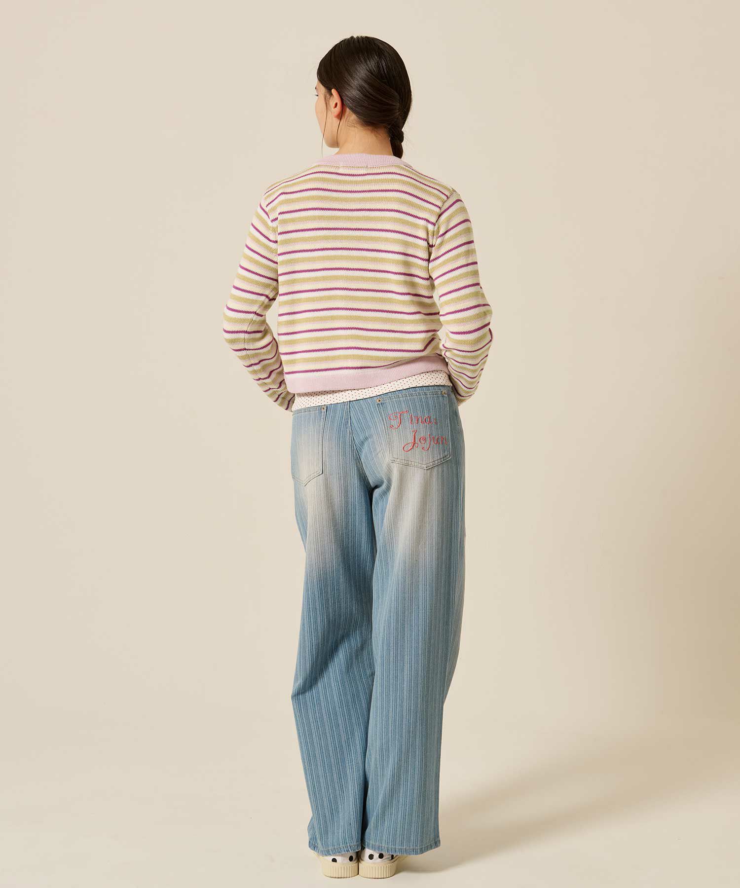 ボーダー/カーディガン/パープル