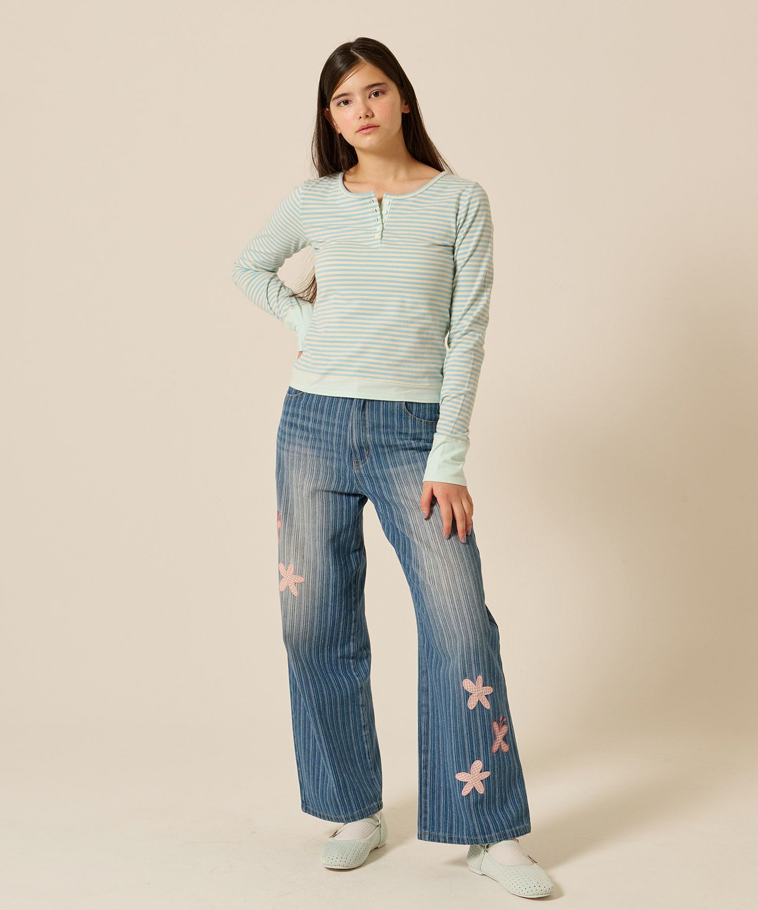 パッチワーク/花柄/デニム/パンツ