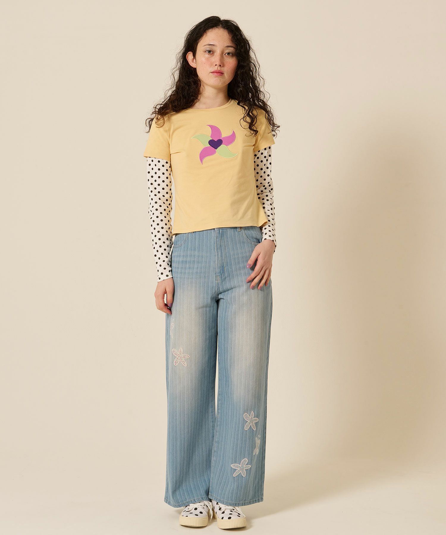 パッチワーク/花柄/デニム/パンツ