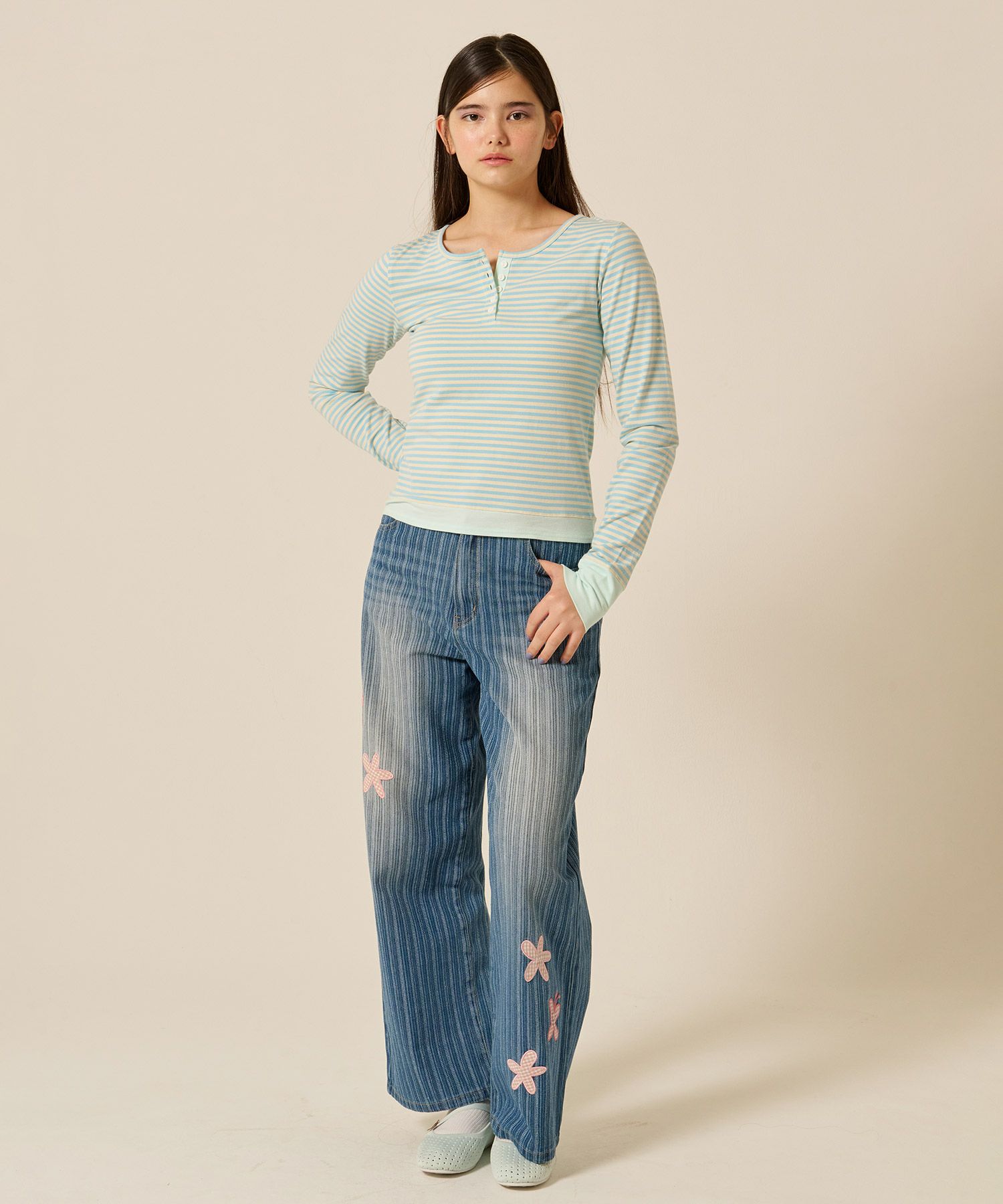 パッチワーク/花柄/デニム/パンツ