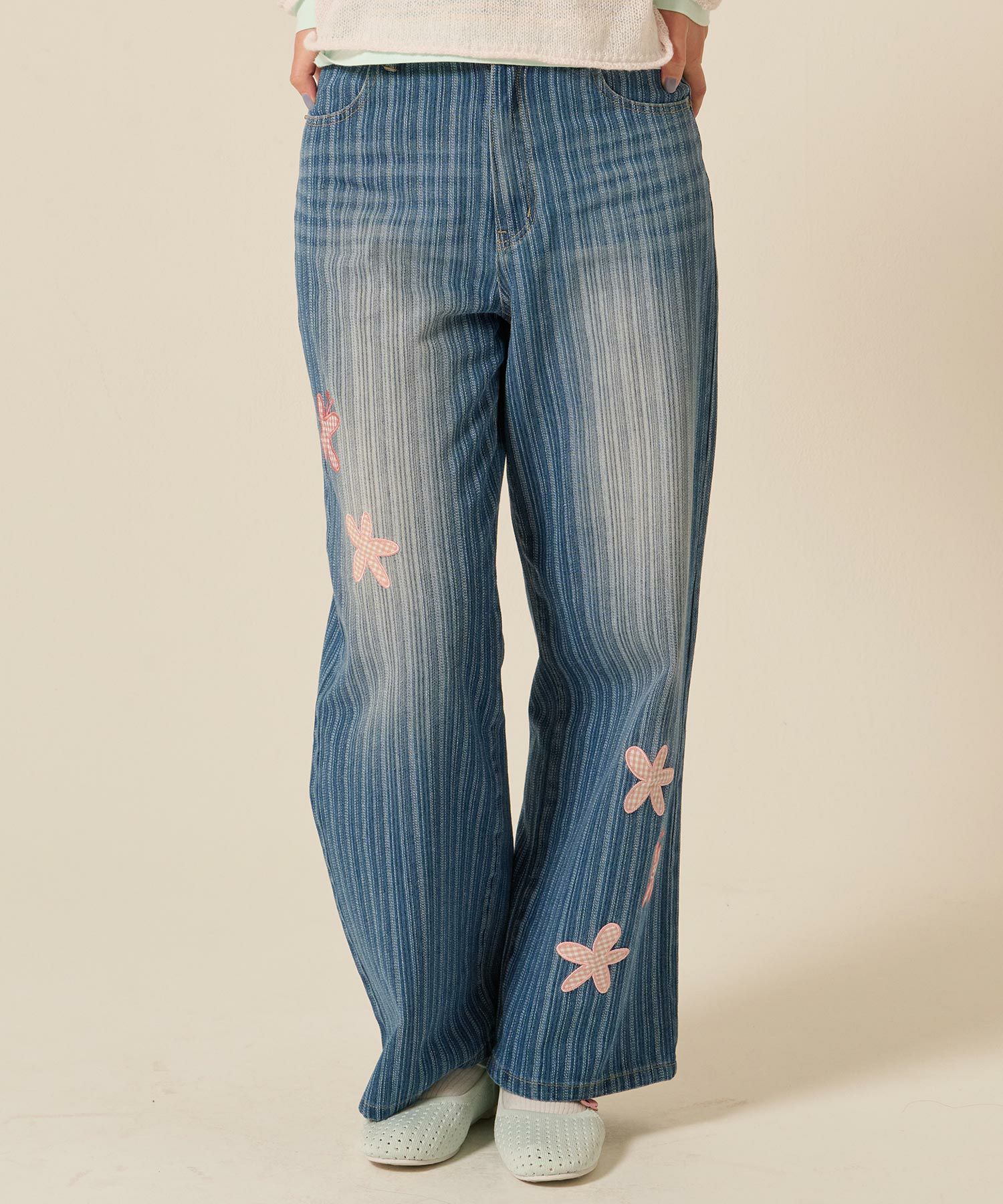 パッチワーク/花柄/デニム/パンツ