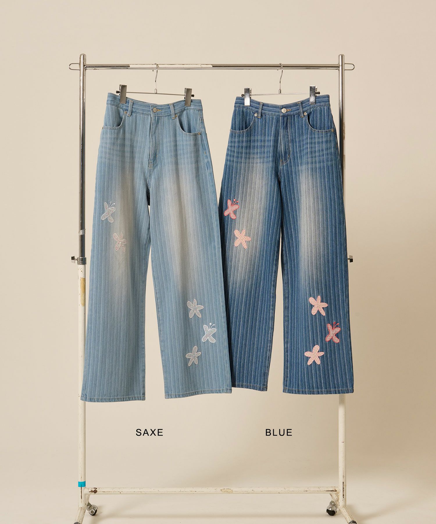 パッチワーク/花柄/デニム/パンツ