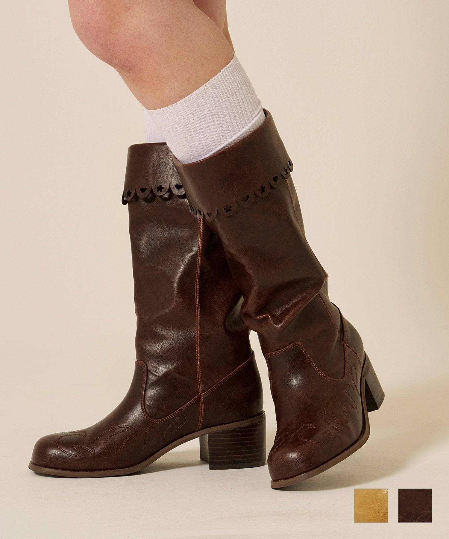 パンチング ミドル ウエスタンブーツ TINA：JOJUN 全2色｜tnj913-1181