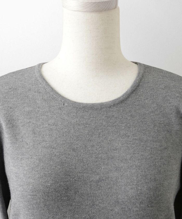 パールトリム Aライン ニット ワンピース レディース 秋 冬 春 ウェーブ オフィス 大人 アイボリー グレー ブラック M