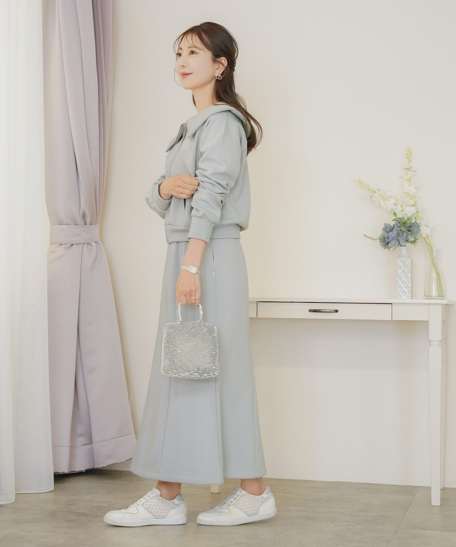 ボトムス セミフレア マーメイドスカート カットソー 裏起毛 スカート ワンマイル カワイイ 上品 エレガント カジュアル リブ ピンク サックス ネイビー 秋 冬