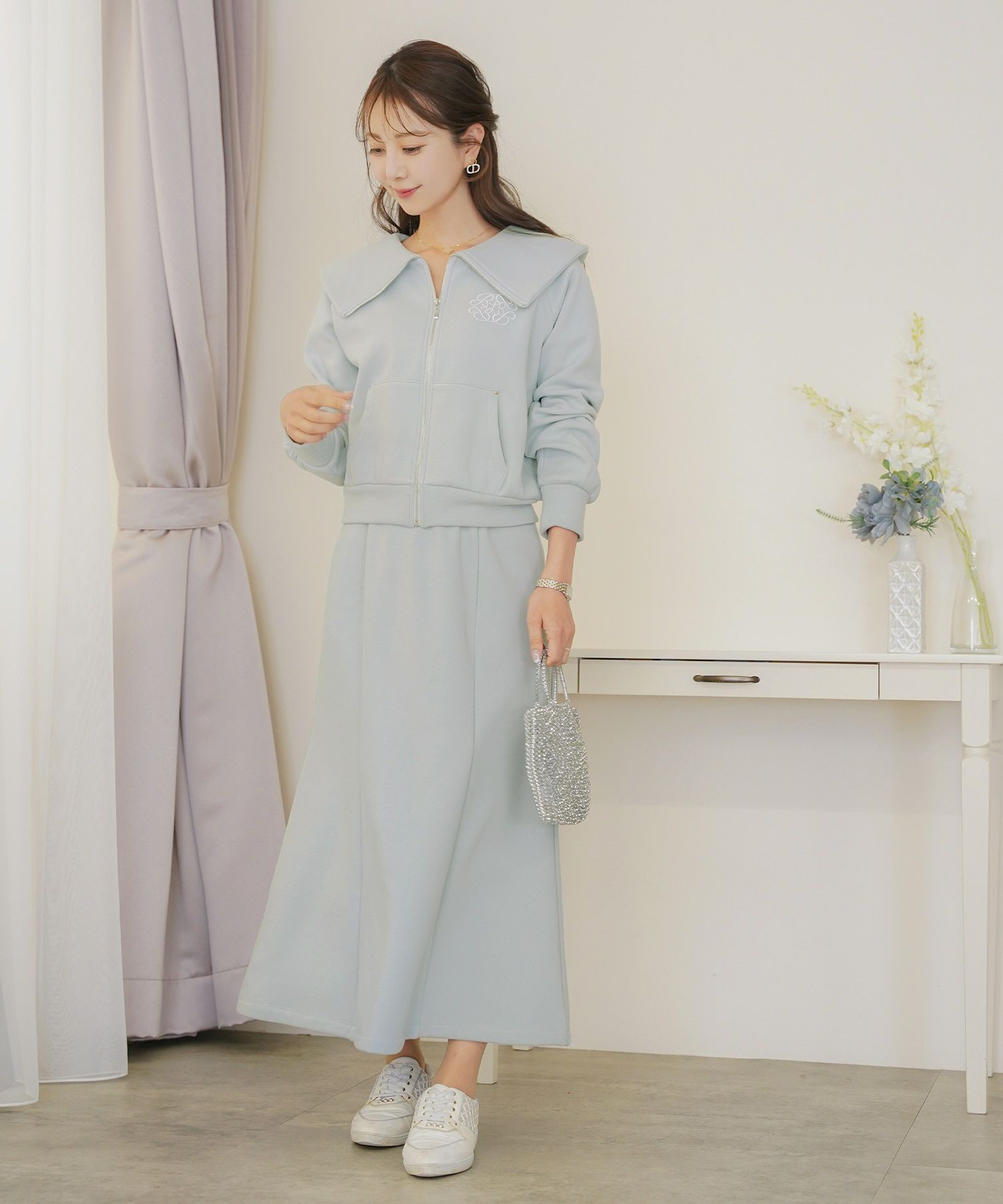 ボトムス セミフレア マーメイドスカート カットソー 裏起毛 スカート ワンマイル カワイイ 上品 エレガント カジュアル リブ ピンク サックス ネイビー 秋 冬