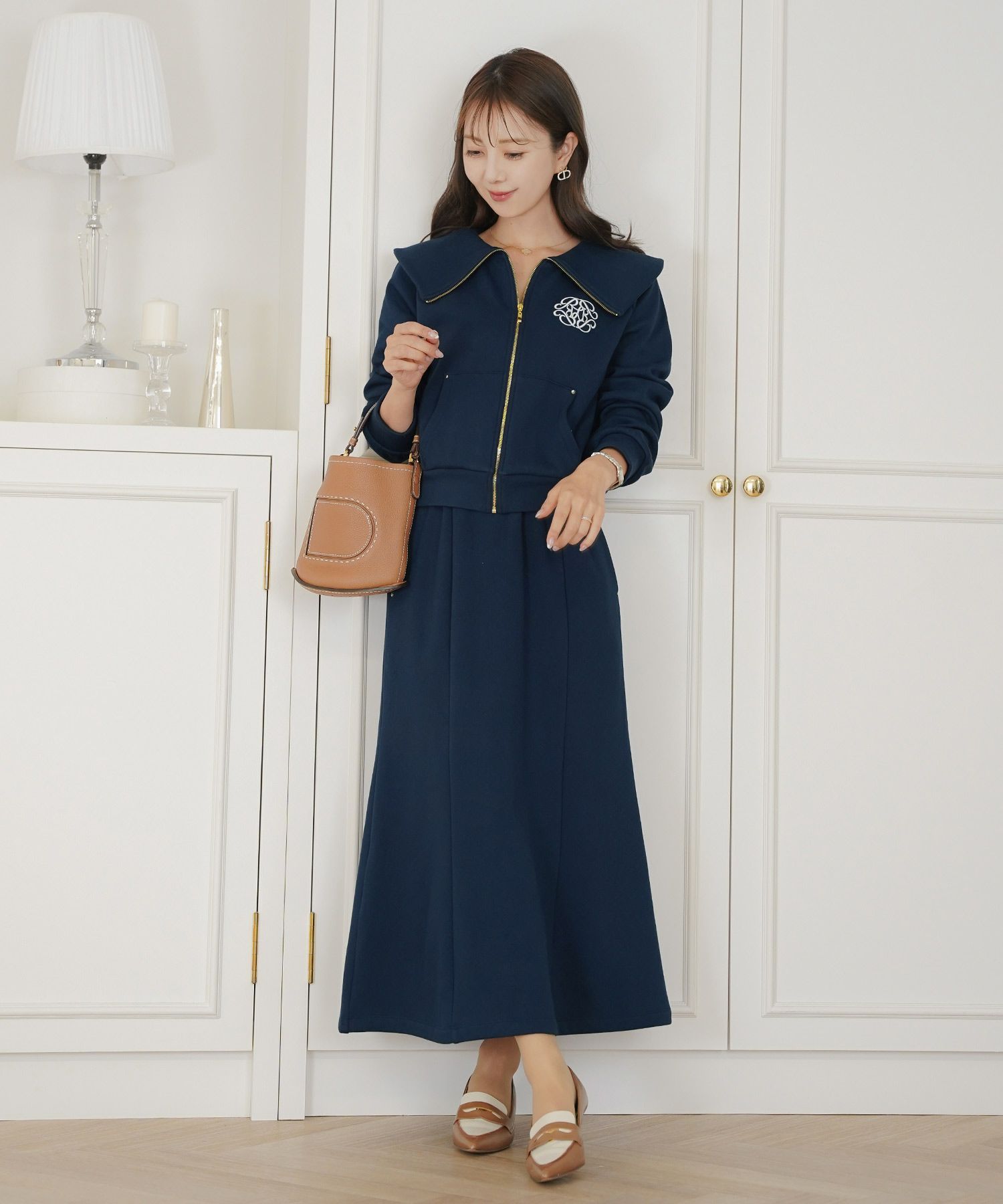 ボトムス セミフレア マーメイドスカート カットソー 裏起毛 スカート ワンマイル カワイイ 上品 エレガント カジュアル リブ ピンク サックス ネイビー 秋 冬