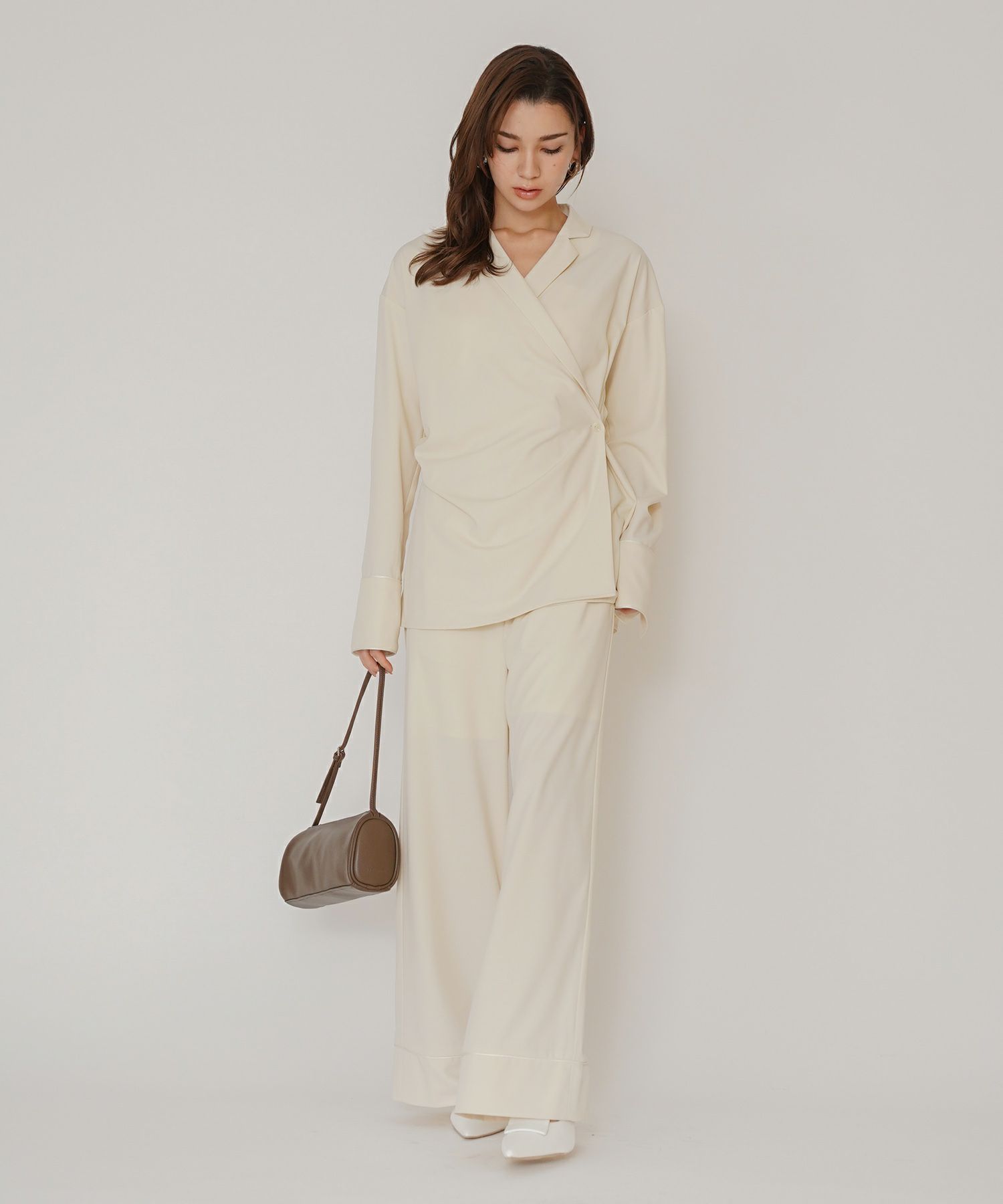 ルームウェア セットアップ パジャマ パンツスタイル ラウンジウェア バックオープンモテワンピ お家デート デートコーデ ディナー クリスマス ネグリジェ あざと可愛い 羽織 韓国風 綺麗め 細見え カジュアル KINO THE KEI