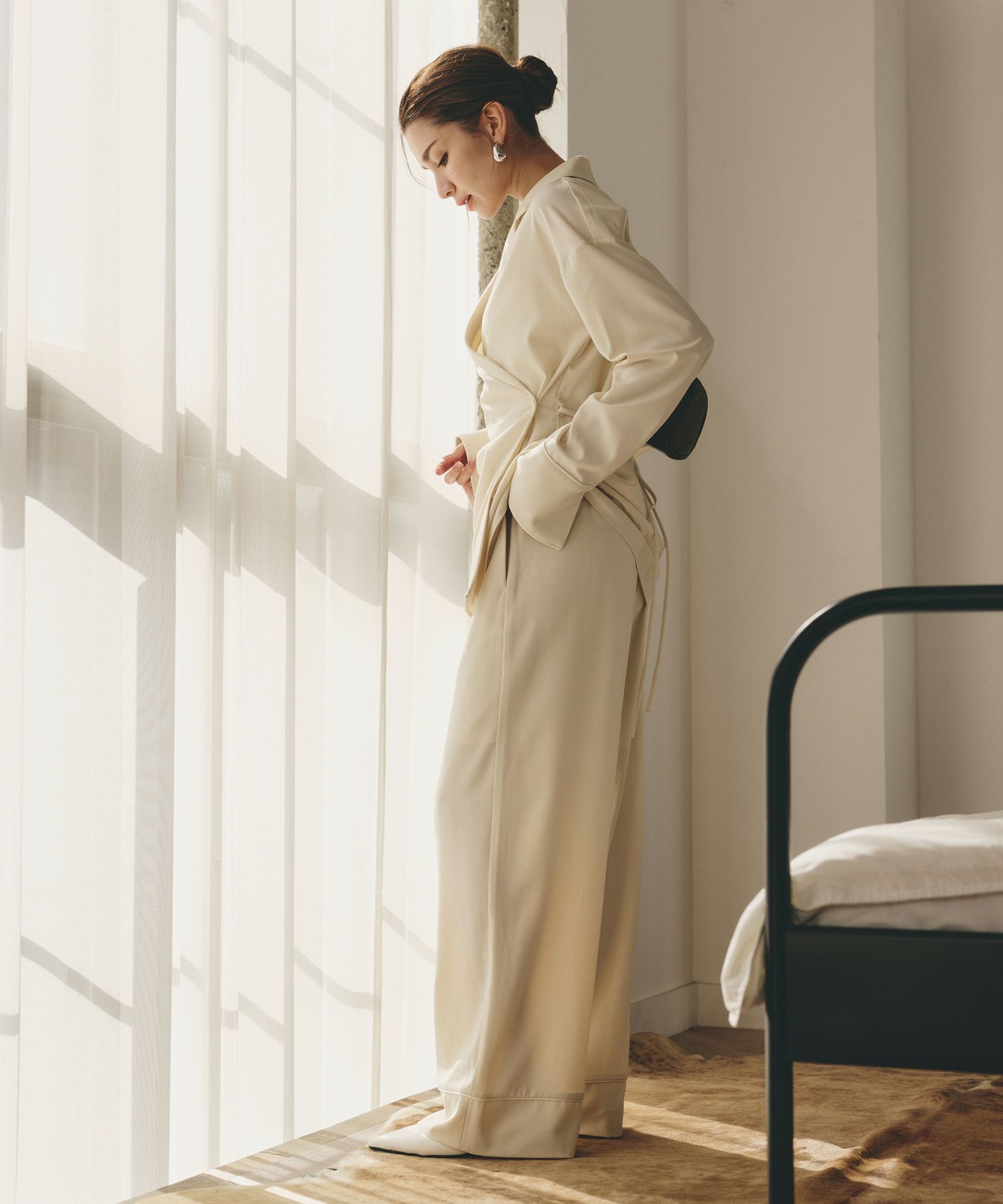 ルームウェア セットアップ パジャマ パンツスタイル ラウンジウェア バックオープンモテワンピ お家デート デートコーデ ディナー クリスマス ネグリジェ あざと可愛い 羽織 韓国風 綺麗め 細見え カジュアル KINO THE KEI