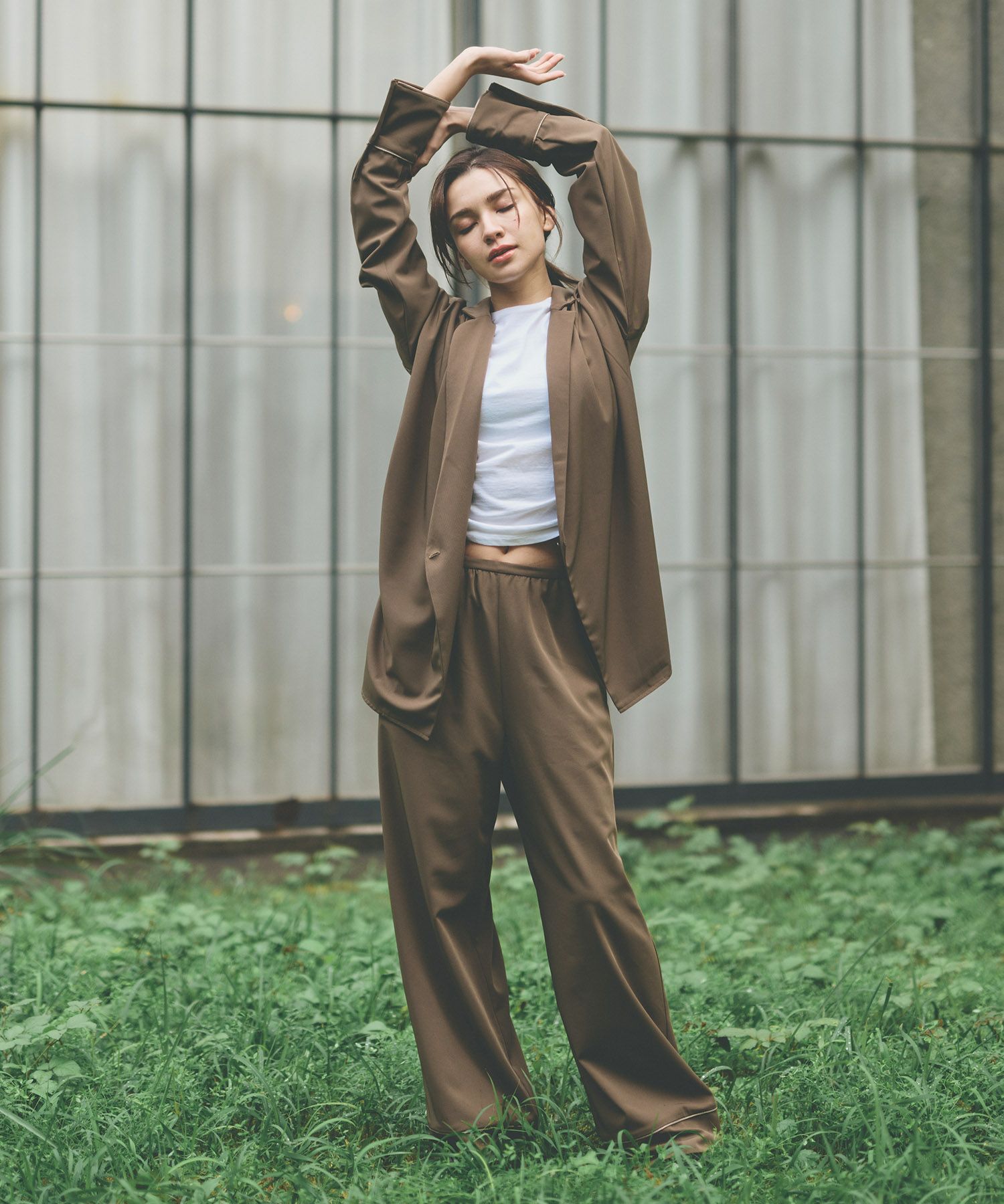 ルームウェア セットアップ パジャマ パンツスタイル ラウンジウェア バックオープンモテワンピ お家デート デートコーデ ディナー クリスマス ネグリジェ あざと可愛い 羽織 韓国風 綺麗め 細見え カジュアル KINO THE KEI