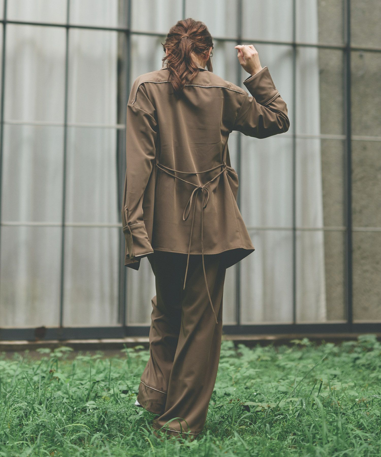 ルームウェア セットアップ パジャマ パンツスタイル ラウンジウェア バックオープンモテワンピ お家デート デートコーデ ディナー クリスマス ネグリジェ あざと可愛い 羽織 韓国風 綺麗め 細見え カジュアル KINO THE KEI