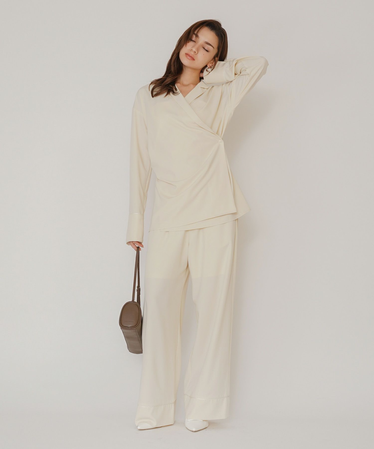 ルームウェア セットアップ パジャマ パンツスタイル ラウンジウェア バックオープンモテワンピ お家デート デートコーデ ディナー クリスマス ネグリジェ あざと可愛い 羽織 韓国風 綺麗め 細見え カジュアル KINO THE KEI